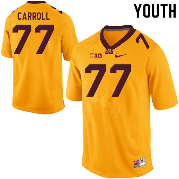 Youth #77 Quinn Carroll Minnesota Golden Gophers College Football Jerseys Sale-Gold - Click Image to Close